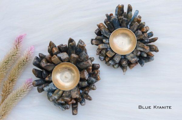 Blue Kyanite Cluster Tea Light Holder